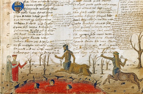 "La Divine Comédie", l'Enfer : Dante et Virgile avec le centaure Nessus