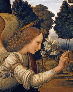 Da Vinci, The Annunciation (detail)