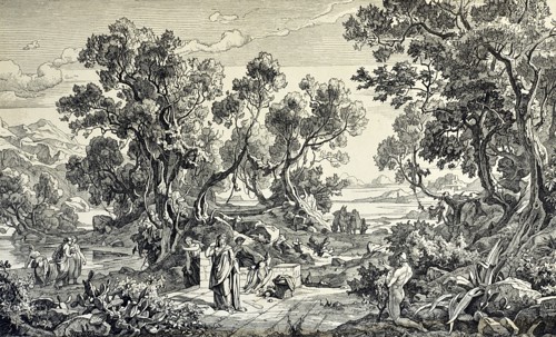 Ulysse rencontre Nausicaa, fille d'Alcinoos roi des Phéaciens