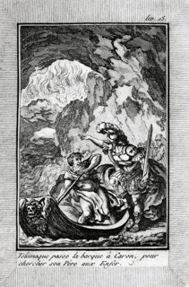 Télémaque donne la barque à Charon pour aller chercher son père aux Enfers