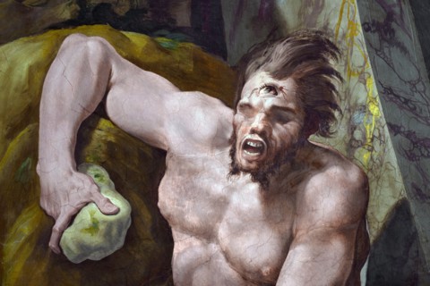 Tibaldi, Ulysse et ses compagnons fuient la grotte du cyclope Polyphème (détail)