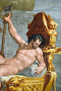 Tibaldi, Neptune sur son char et le navire d'Ulysse (détail)