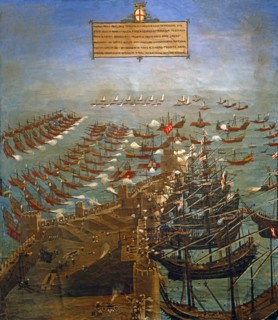 La flotte chrétienne d'Andrea Doria, conquiert l'avant-poste de Corona en Morée