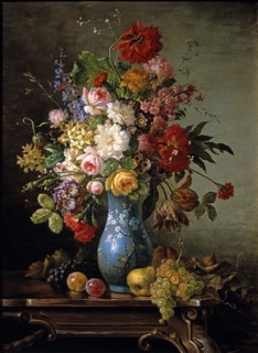 Francesco Malacrea, Grand vase de fleurs, et fruits