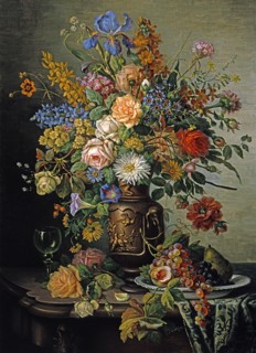 Francesco Malacrea, Grand vase de fleurs, et fruits