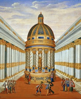 Décor de l'opéra "La Vénus jalouse" : Le Temple de Bacchus (détail)