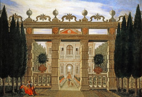 Décor de l'opéra "La Vénus jalouse" : Villa et jardin merveilleux