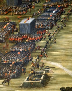 La Bataille de la Montagne Blanche près de Prague, le 8 novembre 1620. Seconde phase : l'armée du Palatinat et l'armée Bavaroise se préparent au combat (détail)