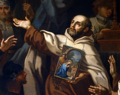 Conca, Bataille de la Montagne Blanche près de Prague, le 8 novembre 1620. Livraison du cheval au Vénérable Père Dominique de Jésus et de Marie, pour porter l'image de la Vierge Marie sur le champ de ...