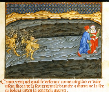 The Divine Comedy, Hell: Dante and Virgil chased by winged devils