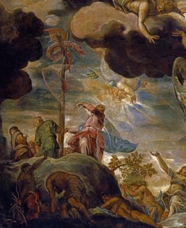 Tintoretto, L'Erection du serpent de bronze (détail)