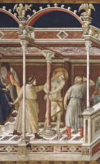 Lorenzetti, Flagellation of Christ. Christ at the Column (detail)