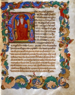 Page ornée de la lettrine A représentant saint Jérôme