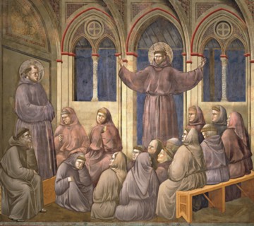 Giotto, Apparition de Saint François au Chapitre franciscain d'Arles (détail)