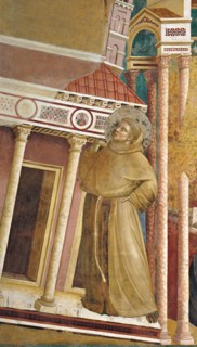 Giotto, Le songe du pape Innocent III : saint François empêche l'église Saint-Jean-de-Latran de s'effondrer (détail)