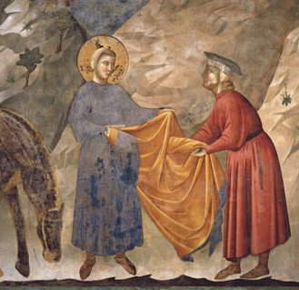 Giotto, Saint François donne son manteau à un chevalier pauvre (détail)