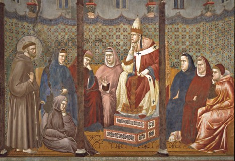 Giotto, La prédication de saint François devant le pape Honorius III (détail)