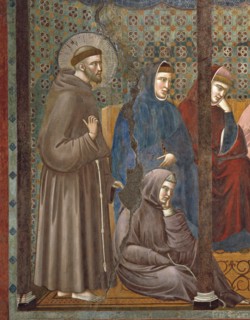 Giotto, La prédication de saint François devant le pape Honorius III (détail)