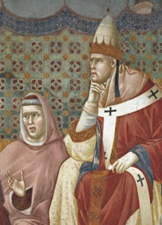Giotto, La prédication de saint François devant le pape Honorius III (détail)