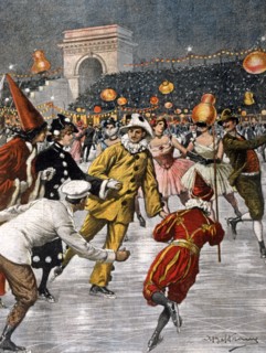 Fête costumée nocturne sur la glace de l’Arena de Milan