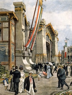 Exposition à Milan, les nouveaux pavillons d'art décoratif érigés en moins d'un mois à la place des anciens pavillons brûlés (1906)