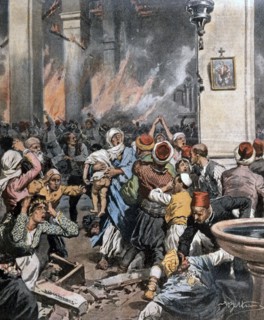 Les massacres en Turquie asiatique, des milliers d'Arméniens brûlés vifs par les Turcs dans une église catholique à Adana (1909)