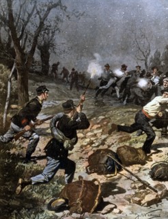 Contrebandiers mis en fuite par deux gardes à la frontière de la province de Côme (1907)