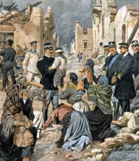 Après le grand tremblement de terre de Messine le 28 décembre 1908, le roi Victor-Emmanuel rend visite à la population de Reggio Calabria