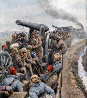 Guerre italo-turque. Envoi de troupes et de matériel sur la ligne de Ciatalgia pour la défense de Constantinople (1912)