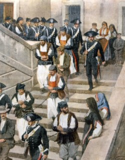 Banditisme en Sardaigne. La dernière bande capturée à Desulo, sort des Assises de Cagliari (1913)