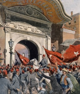 Enver bey se présente devant la Sublime Porte d’Istanbul pour ordonner la démission du gouvernement turc (1913)