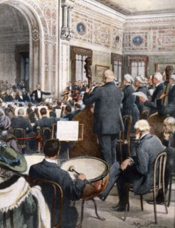 Concert donné par des musiciens retraités dans la maison de retraite Giuseppe Verdi de Milan (1913)