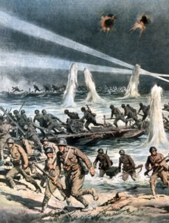 Seconde guerre sino-japonaise. Après l'accident du pont Marco Polo le 7 juillet, les troupes japonaises débarquent sur le territoire chinois (1937)