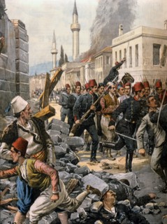 Les graves troubles à Thessalonique, les Bulgares semant la terreur en lançant des bombes à la dynamite (1903)