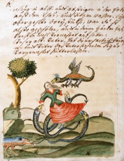 Phase de l'Opus Alchemicus, manuscrit alchimique "Clavis Artis" attribué à Zoroastre (Zarathoustra)