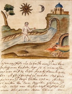 Phase de l'Opus Alchemicus, manuscrit alchimique "Clavis Artis" attribué à Zoroastre (Zarathoustra)