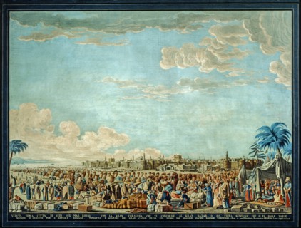 Baseggio, Vue de la ville de Suez en mer Rouge, avec des caravanes et des marchands des différentes nations de l'est de l'Afrique qui viennent au grand marché