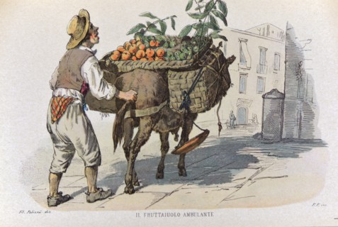 Petit métier de Naples : le marchand de fruits ambulant