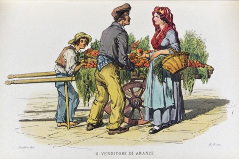 Petit métier de Naples : le vendeur d'oranges