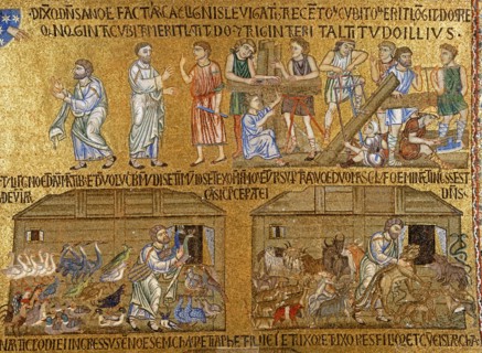 Construction de l'Arche de Noé et embarquement des animaux