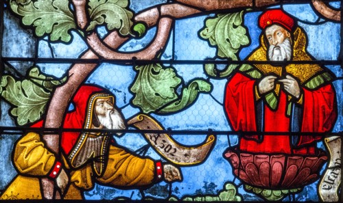 Vitrail de l'Arbre de Jessé : Eliakim et son fils Azor