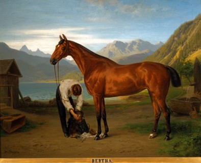 Pfeiffer, Portrait du cheval "Bertha" au bord d'un lac