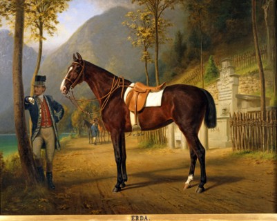 Pfeiffer, Portrait du cheval "Erda" sur le chemin du château de Linderhof