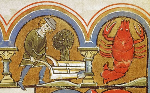 Miniature du Psautier Beatae Elisabeth, le mois d'octobre (détail)