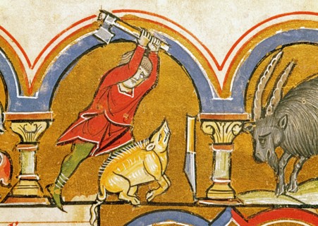 Miniature du Psautier Beatae Elisabeth, le mois de décembre (détail)