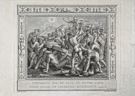 Livre de Josué, chapitre 3 : Le soleil et la lune s'arrêtent sur ordre de Josué jusqu'à ce qu'Israël se venge des Amoréens
