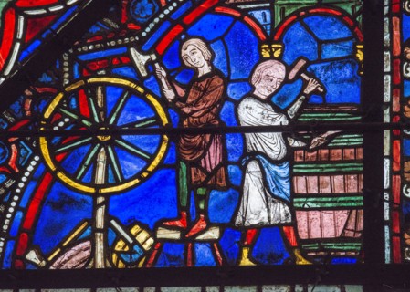 Charron et tonnelier (vitrail de Chartres)
