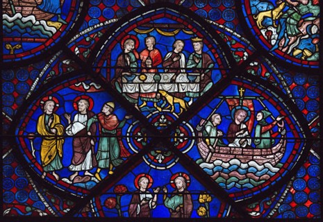 Détail du vitrail de saint Thomas (vitrail de Chartres)