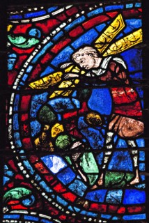 Samson enlève les portes de Gaza (vitrail de Chartres)