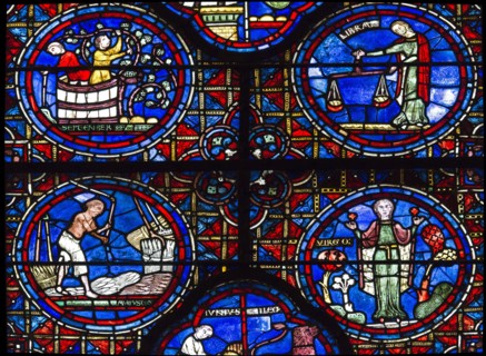 Vitrail du Zodiaque et des travaux des mois (vitrail de Chartres)
